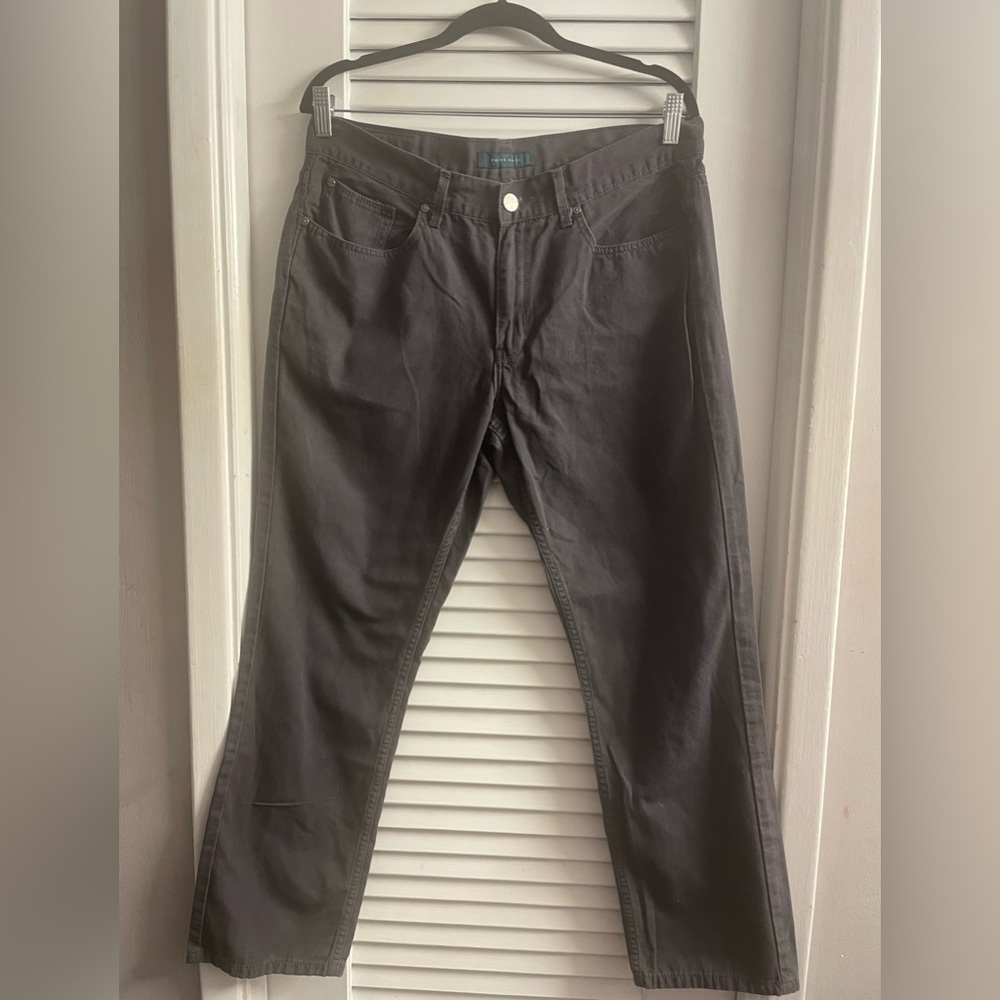 Perry Ellis Slate Black/Grey Twill Pants 34 x 30”, Zip & Button Fly Like New